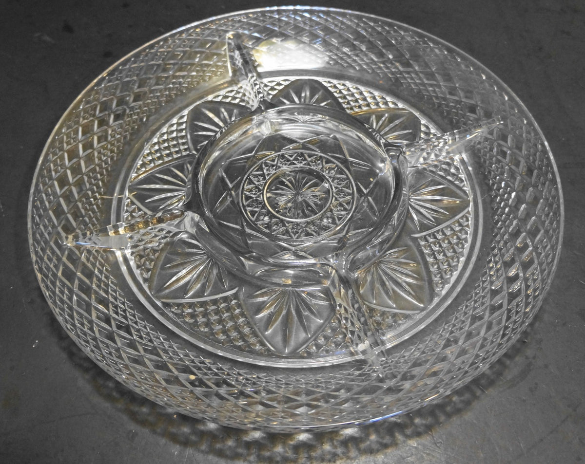 Durand Antique Clear Divided Relish Plate Cristal d'Arques France