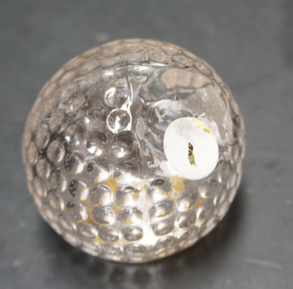 Lead Crystal Golf Ball Desk Clock Paperweight