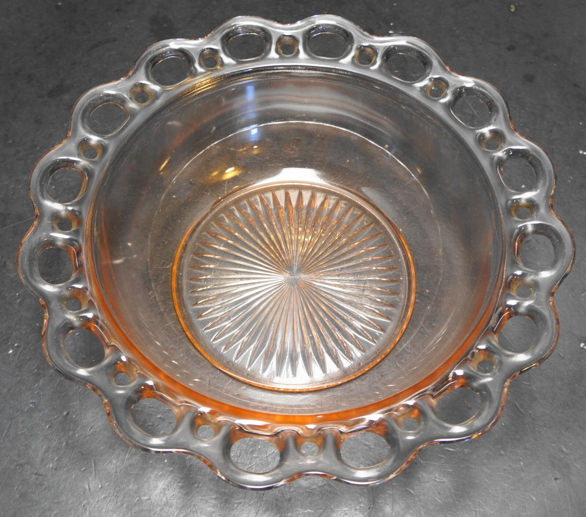 Anchor Hocking Pink Old Colony Lace Edge Serving Bowl Depression Glass