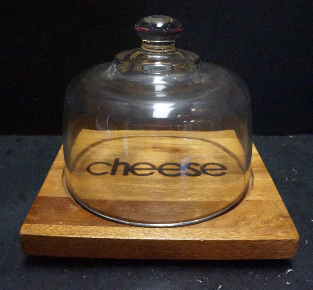 Dolphin Mahogany Philippines Wood Cheese Board Glass Dome