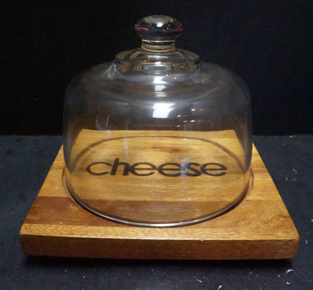 Dolphin Mahogany Philippines Wood Cheese Board Glass Dome