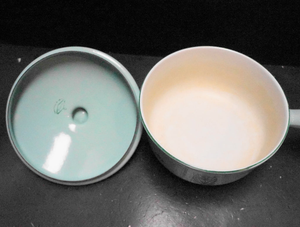 Dru Enamel Tulips Mint Pastel Green Cast Iron Sauce Pan Holland