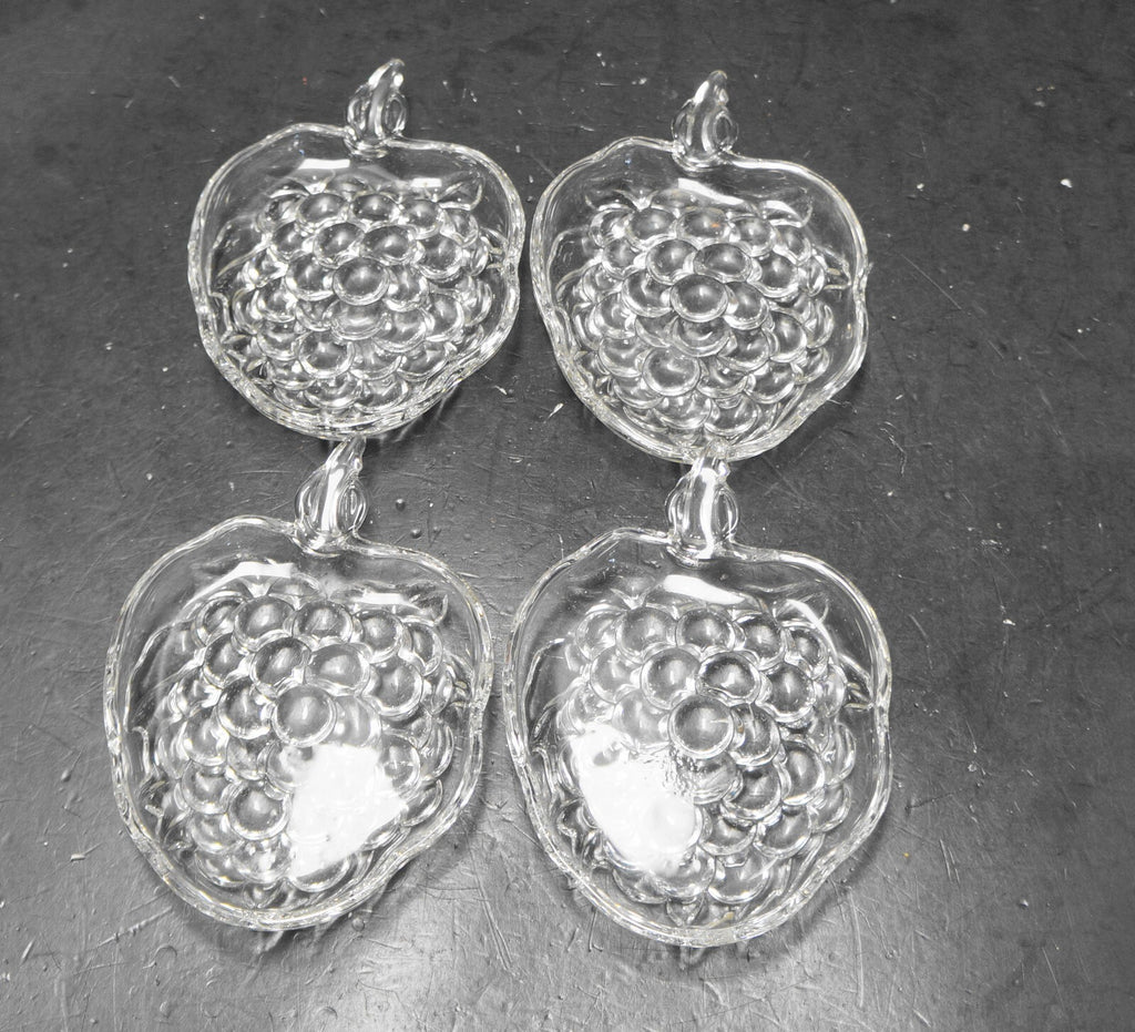Hazel Atlas Clear Glass Grape Vintage Orchard Ashtrays Set of 4