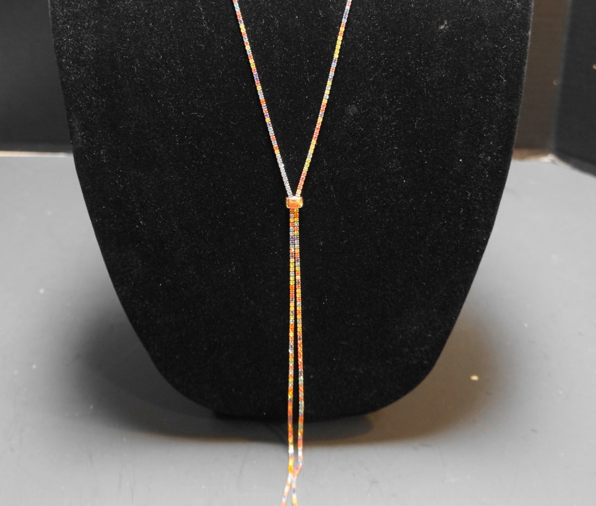 Crystal Avenue Rainbow Rhinestone Laurett Long Necklace 47 IN New