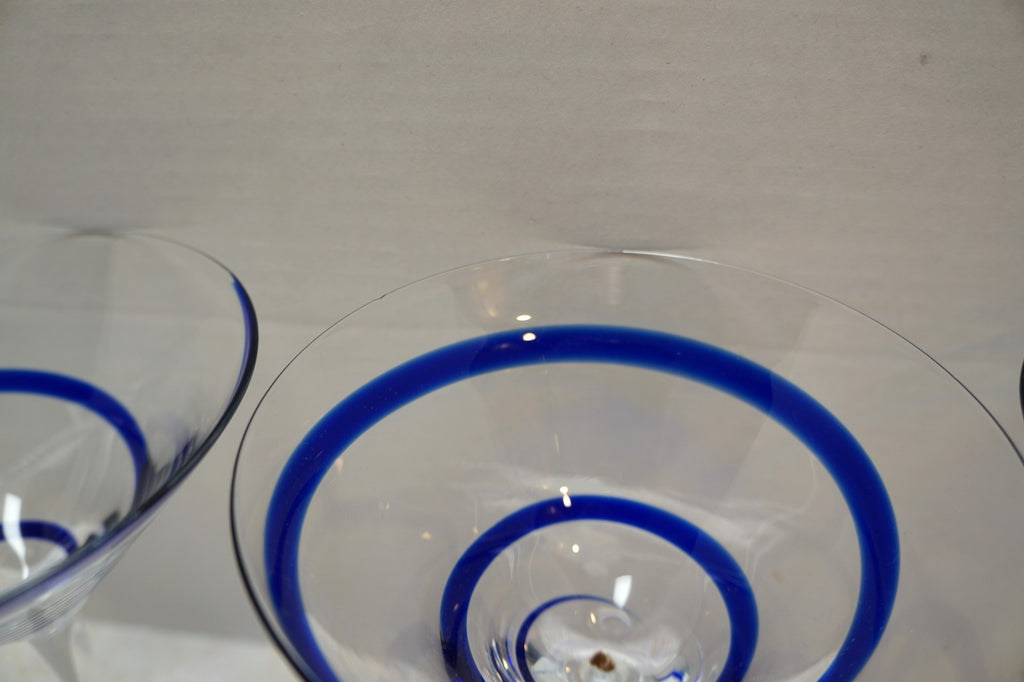 Pier 1 Swirline Cobalt Blue Martini Glasses Set of 4