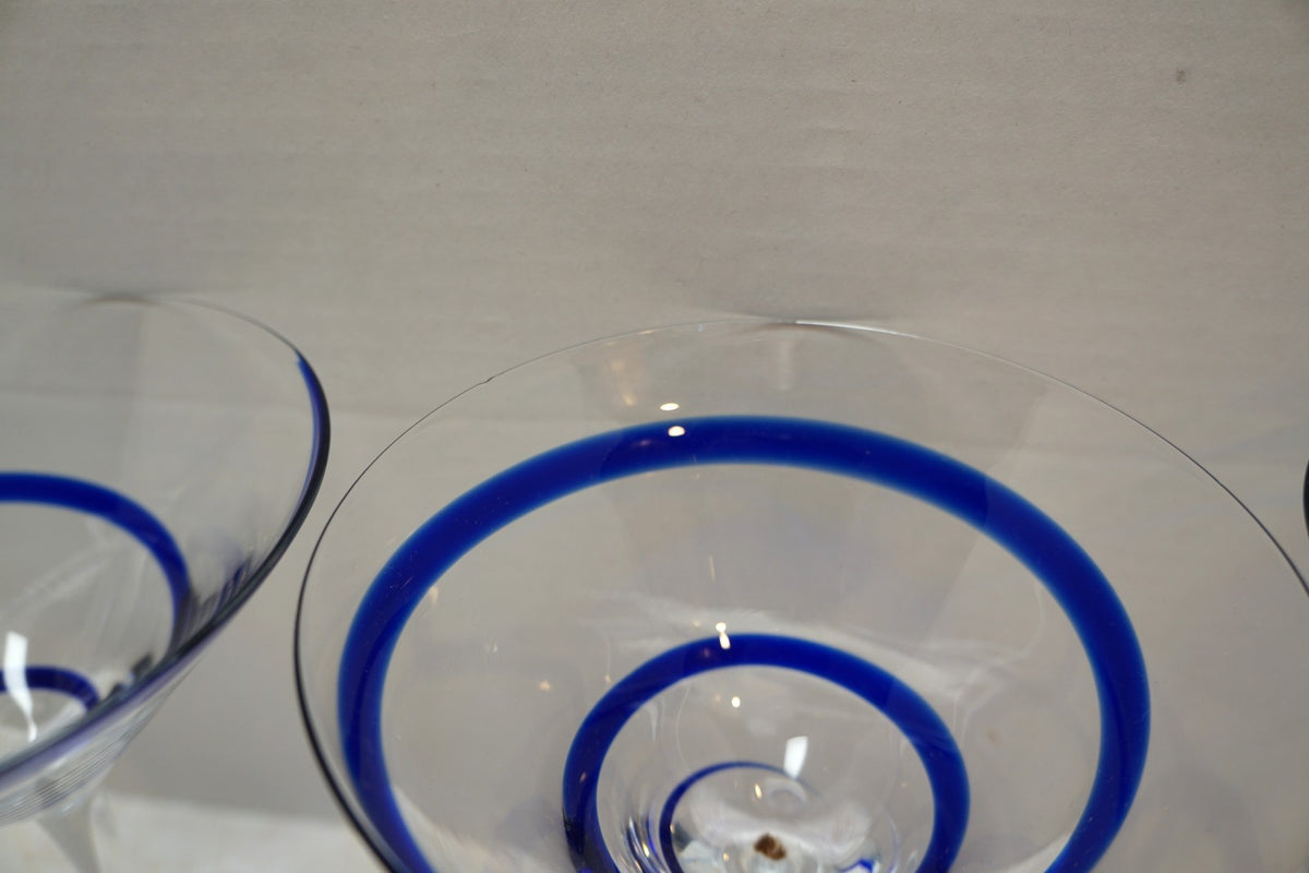 Pier 1 Swirline Cobalt Blue Martini Glasses Set of 4