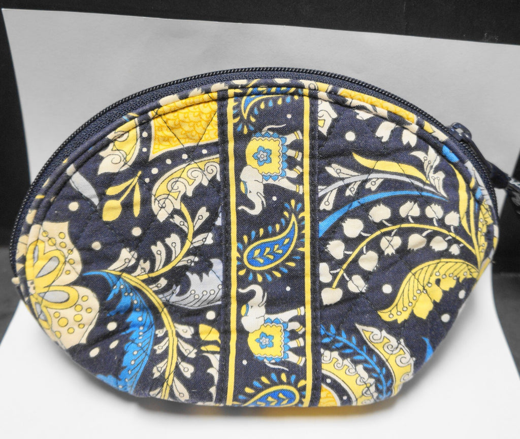Vera Bradley Ellie Blue Makeup Cosmetic Medium Zipper Pouch With Mirror