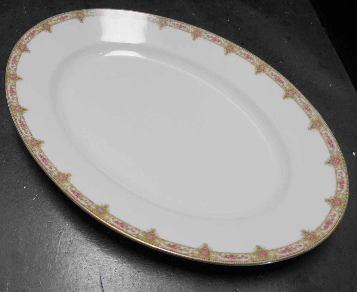 U.C. Limoges FB& CO France Roses Scrolls Border Large Oval Platter