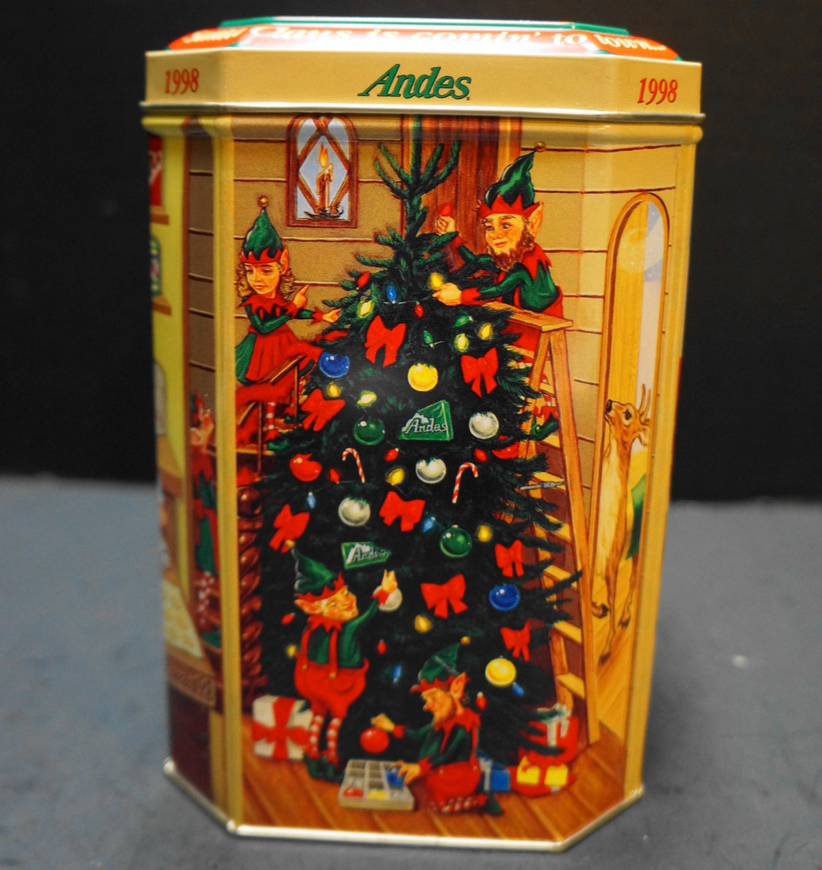 Andes Mints 1998 Christmas Tin Santa Claus is Coming To Town