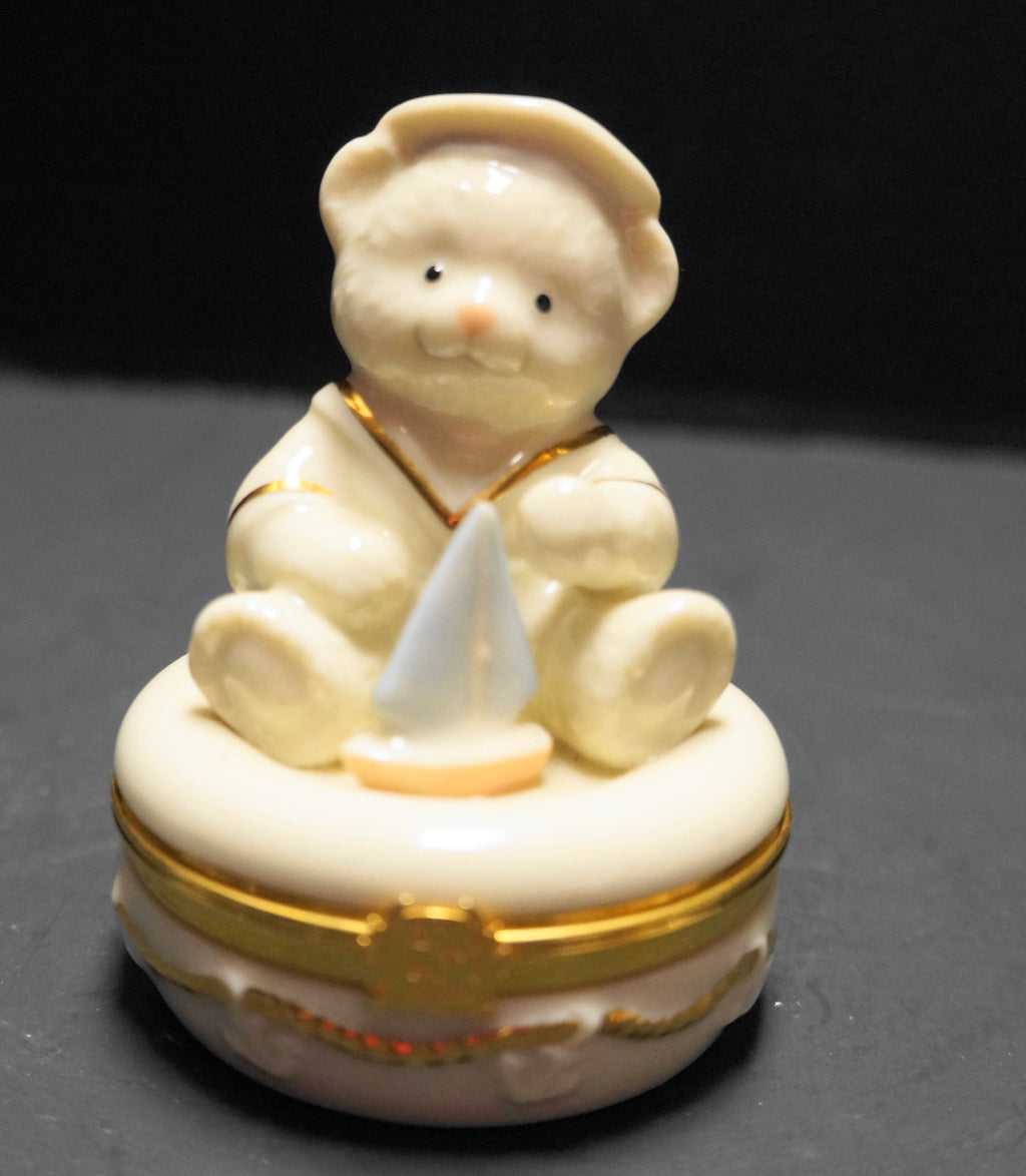 Lenox Ivory China Anchors Aweigh Treasures Box Teddy Bear Sailboat With Charm