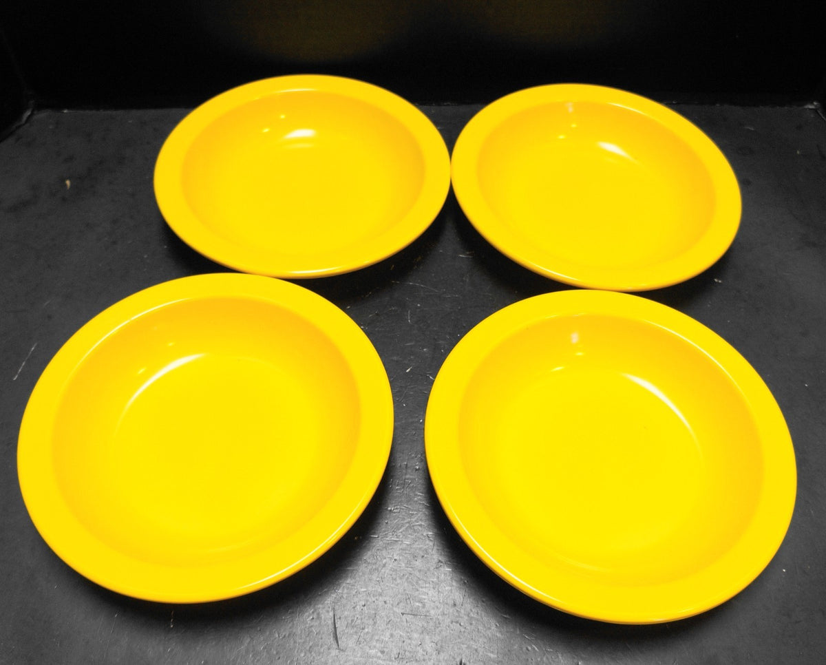 Dallas Ware Bright Yellow Rimmed Soup Cereal Bowls Set of 4