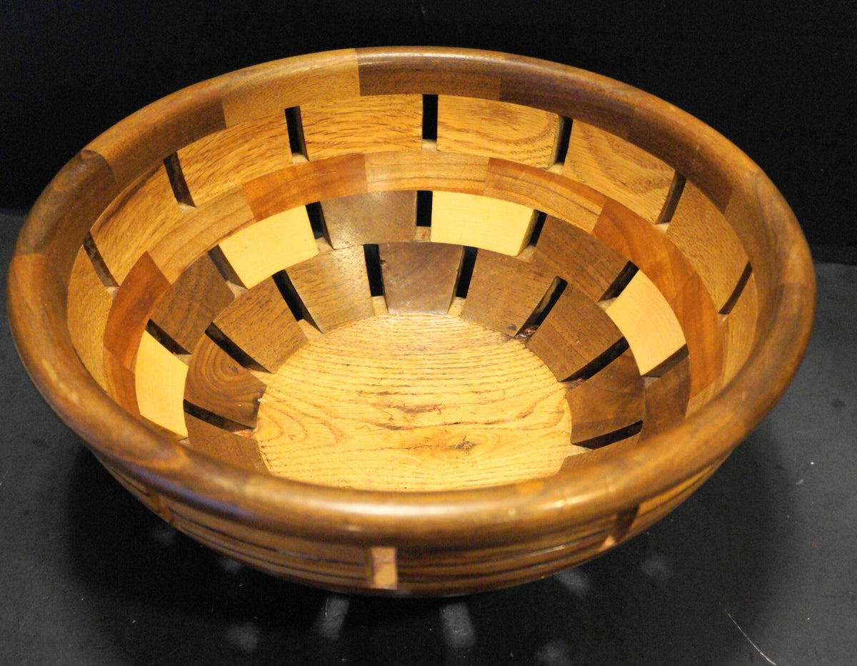 Wood Block Stacked Bowl Artist Signed MMZ