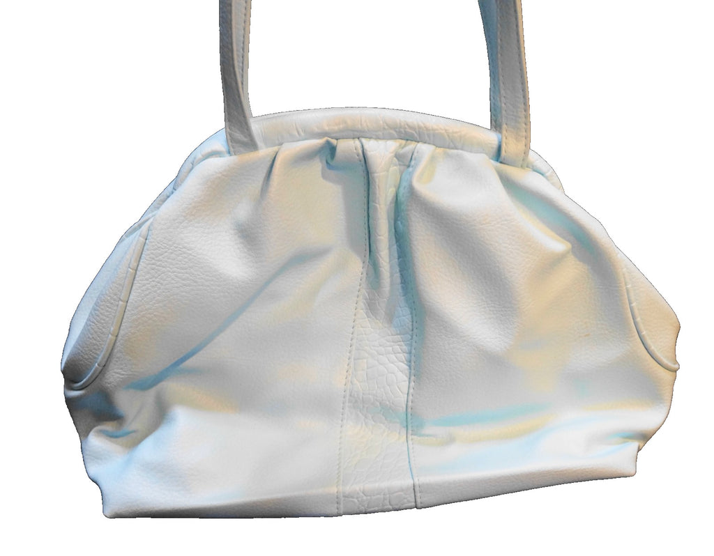 Baby Blue Vinyl Faux Leather Slouchy Purse Shoulder Bag Made in Taiwan 1980s