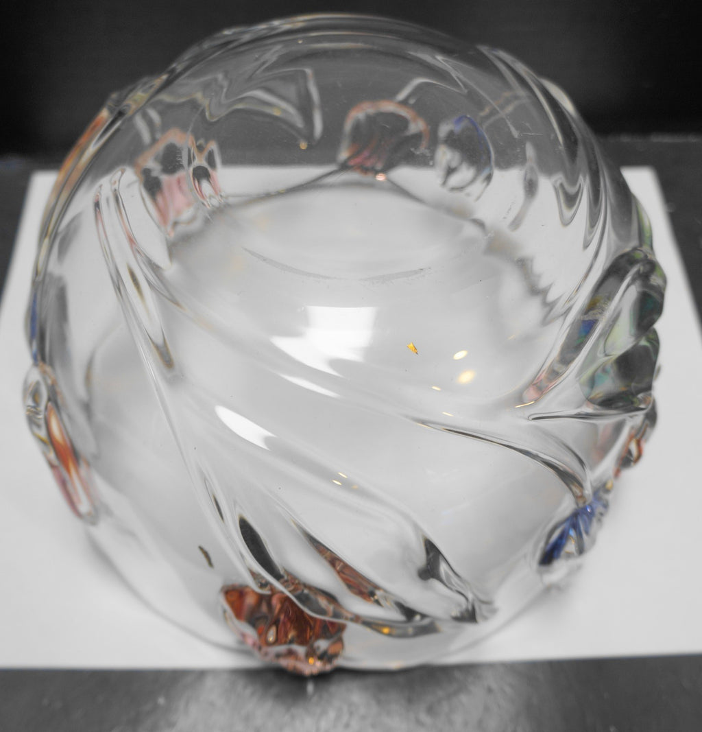 Mikasa Tivoli Blue Pink Stained Crystal Serving Bowl 8 IN