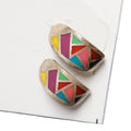 Southwestern Multicolor Inlay Geometric Hoop Earrings