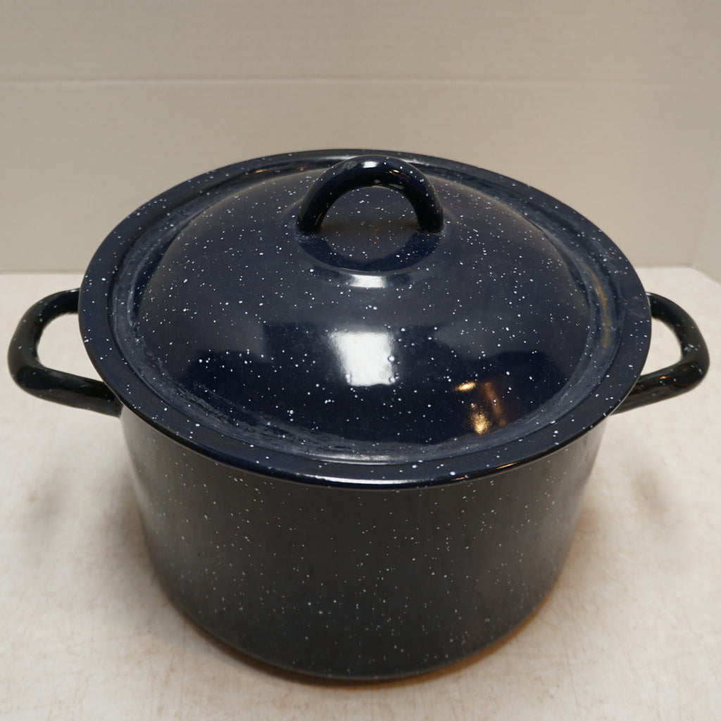 Dark Blue Speckled Granite Ware Stock Pot 4 Qt 5 1/2" Used
