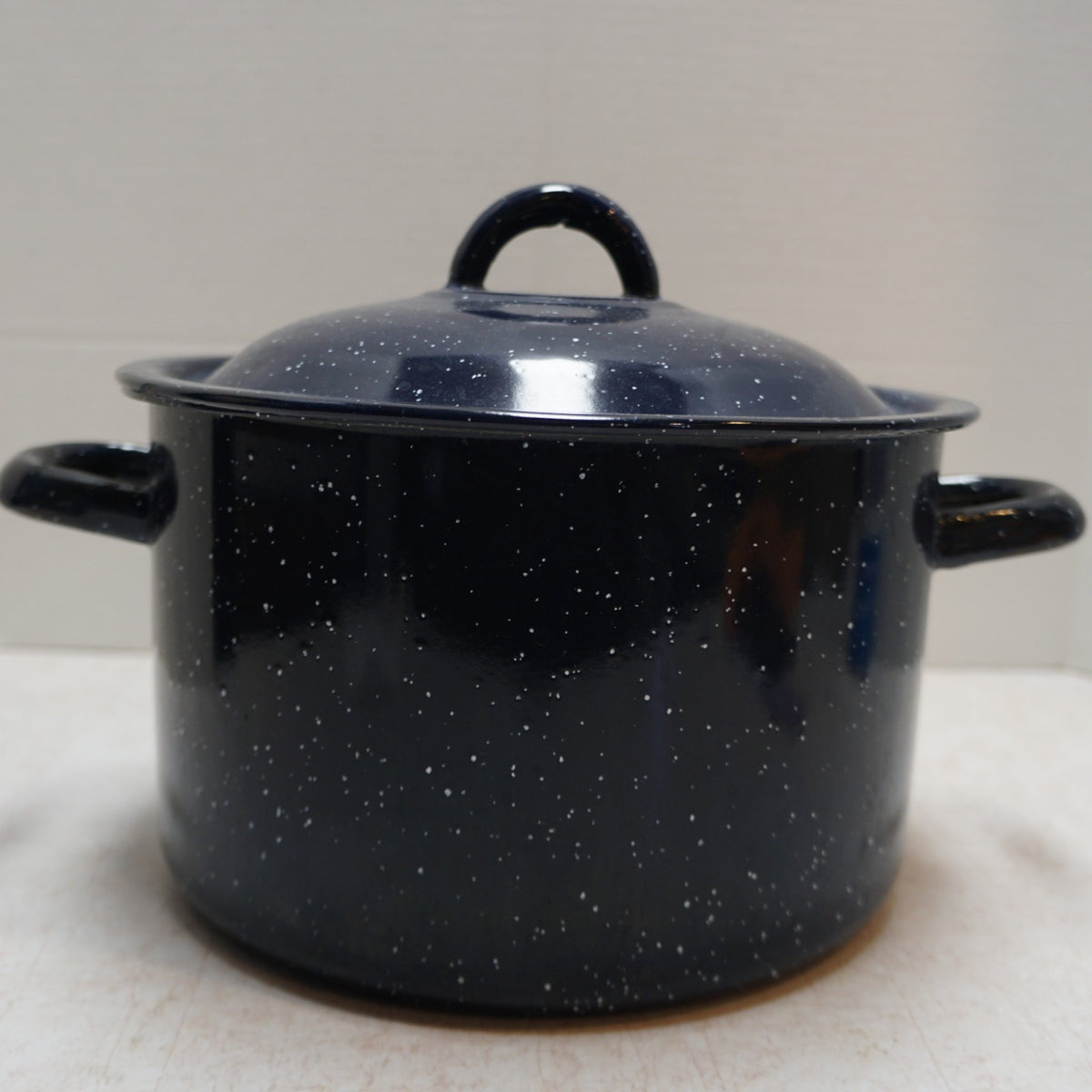 Dark Blue Speckled Granite Ware Stock Pot 4 Qt 5 1/2" Used