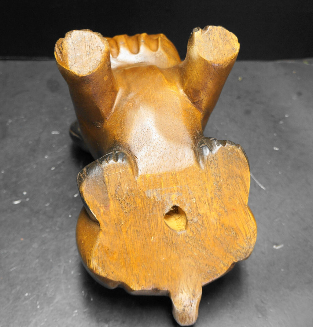 Hand Carved Wood English Bulldog Large Figurine