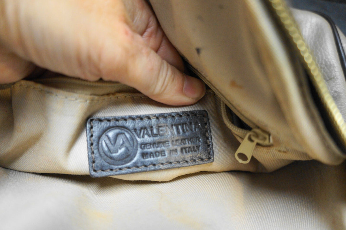 Valentina Italian Genuine Pebbled Leather Sling Backpack Purse Taupe Brown