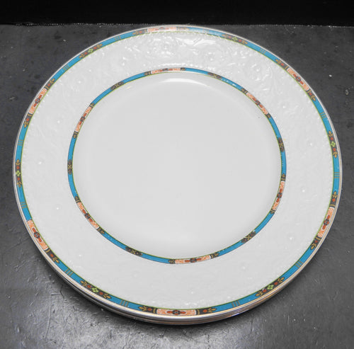 Alfred Meakin Floral Embossed Blue Floral Band Dinner Plates Set of 4 Early 1900