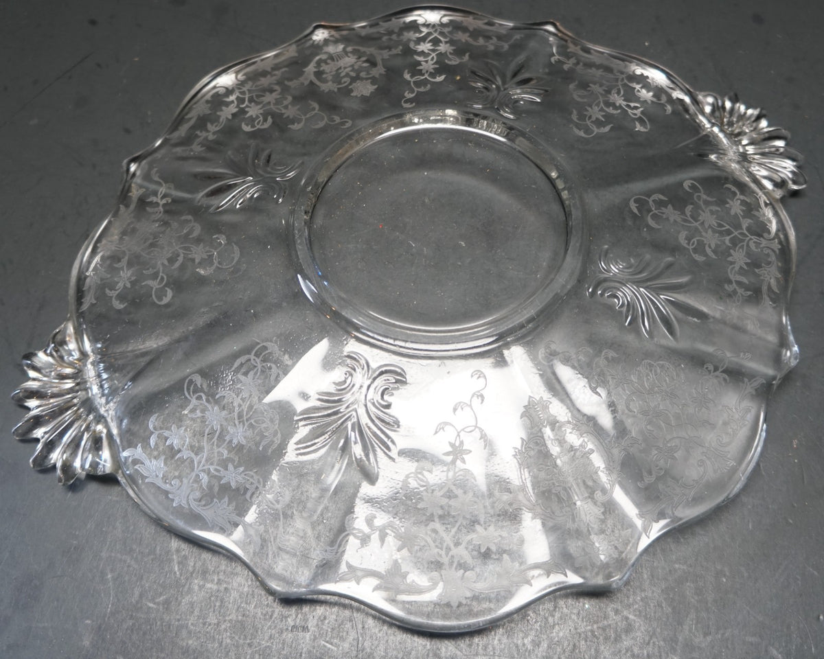 Fostoria Navarre Etch Baroque Blank Handled Cake Plate 12 3/8 IN
