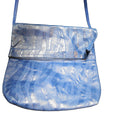 Blue Embossed Leather Pouch Purse Shoulder Bag