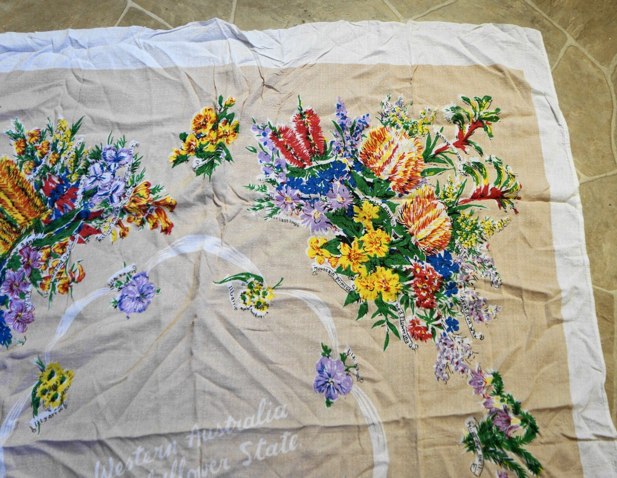 Western Australia The Wildflower State Small Tablecloth Beige Background Floral