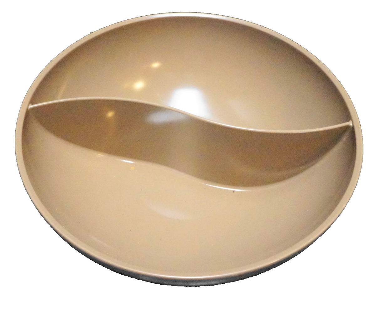 Boonton Melmac Melamine Brown Divided Round Serving Bowl