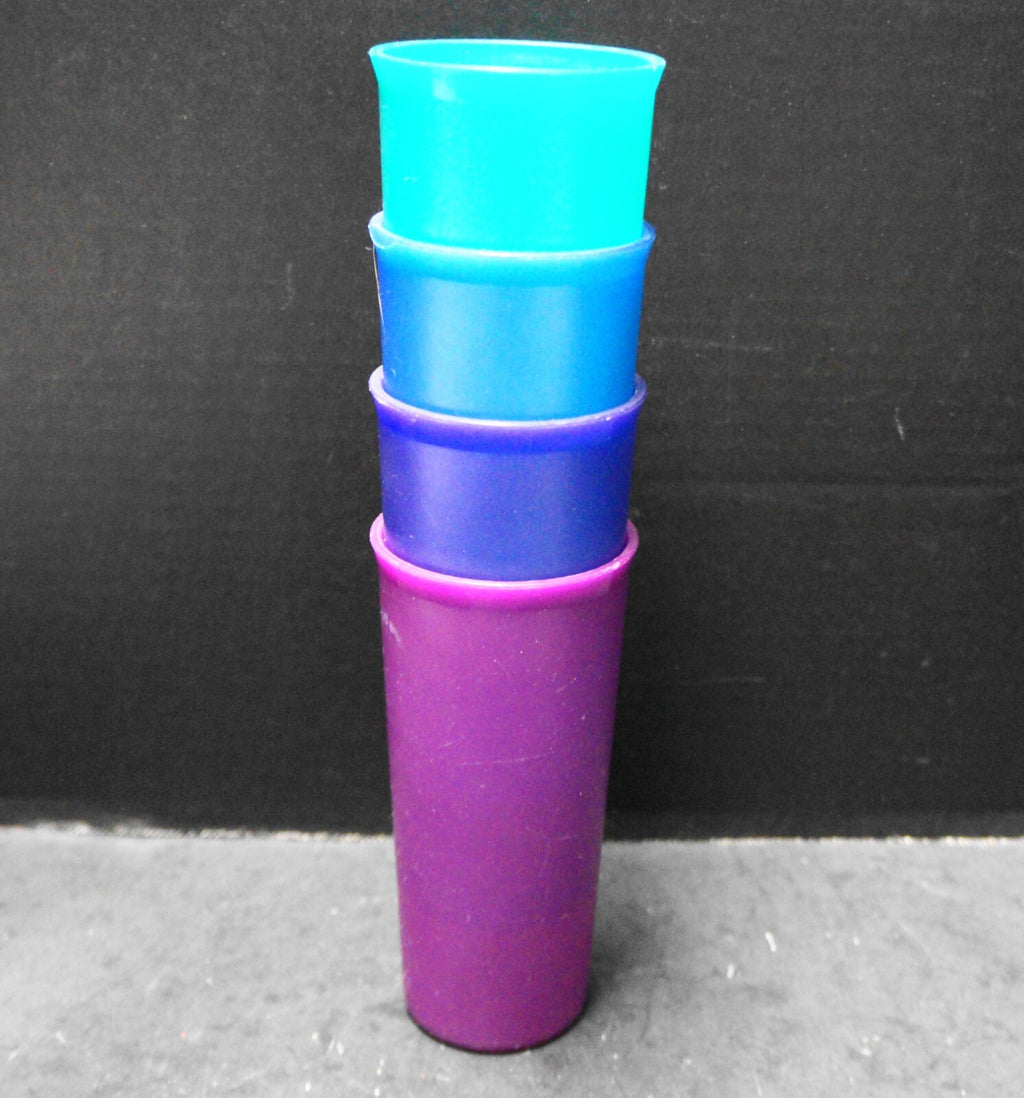 Tupperware Jewel Tone 12 oz Tumblers Set of 4 #115 Purple Violet Blue Green