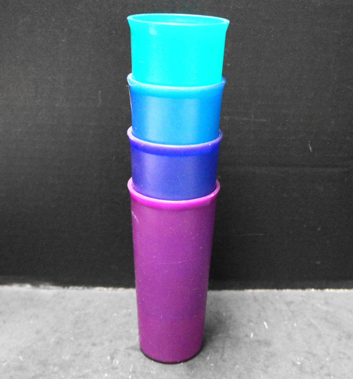 Tupperware Jewel Tone 12 oz Tumblers Set of 4 #115 Purple Violet Blue Green