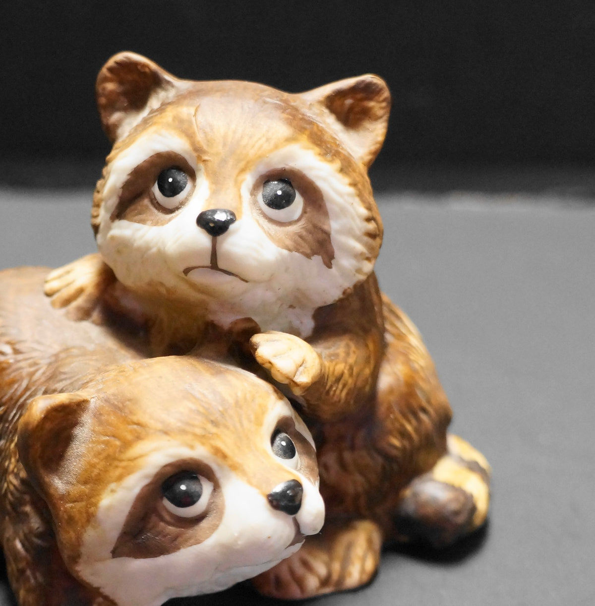 Homco Baby Raccoons Figurine Porcelain 1985 1454