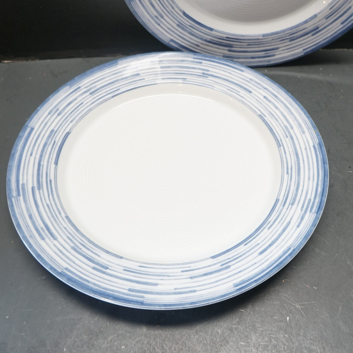 Dansk Centra Blue White Dinner Plates Pair