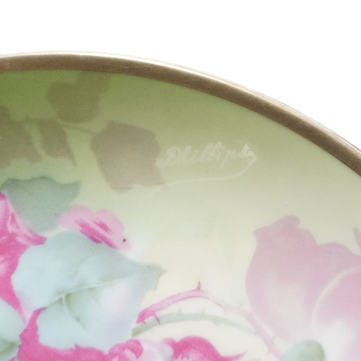 Thomas Bavaria Hand Painted Roses 8" Cabinet Plates Signed Phillips