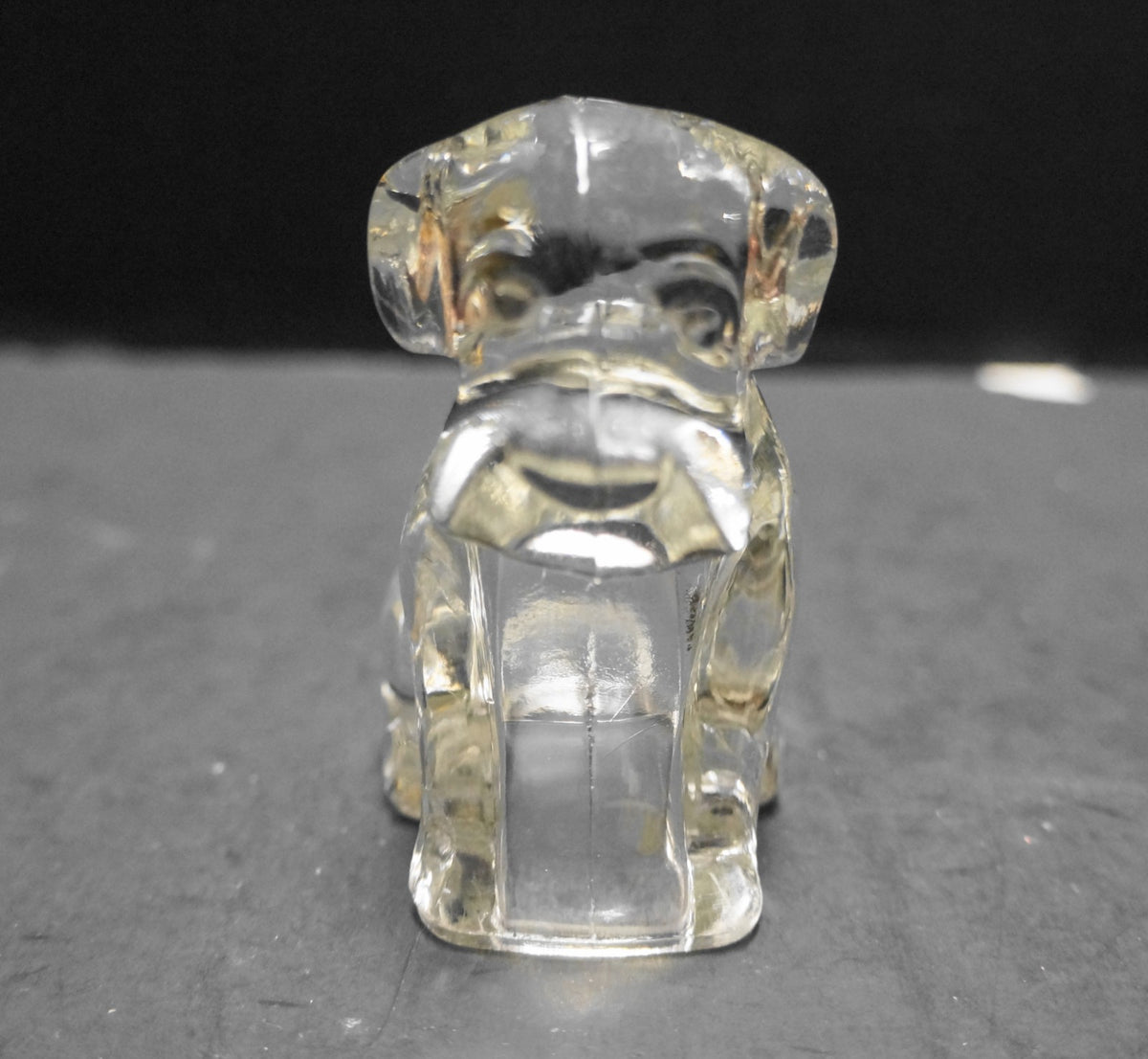 Federal Glass Mopey Dog 1940s Clear Candy Container