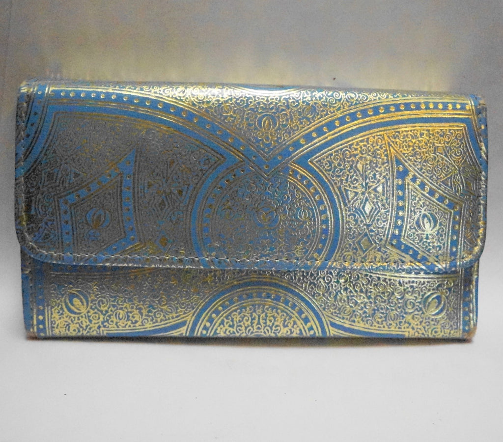 Vintage Art Deco Manicure Set Blue Handles Ground Leather Case Austria