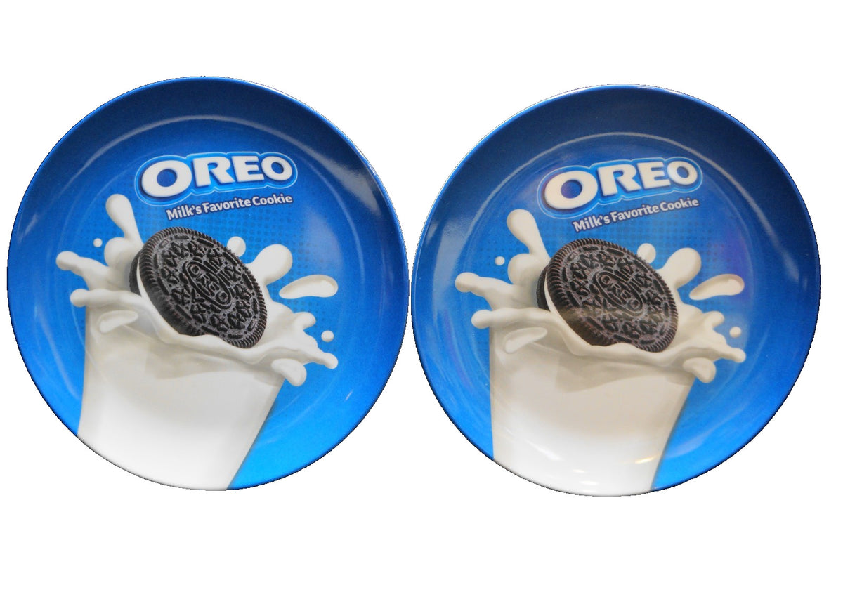 Oreo Milk's Favorite Cookie Blue Melamine Plastic Plates Pair