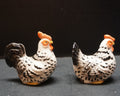 Otagiri Hand Painted Black White Red Rooster Hen Salt Pepper Shakers