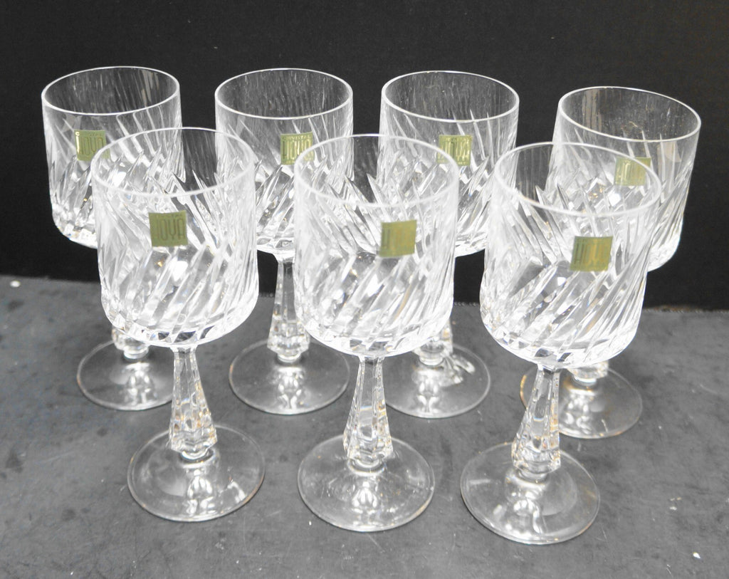 Hoya Crystal Corolle Spiral Swirl White Wine Set of 7