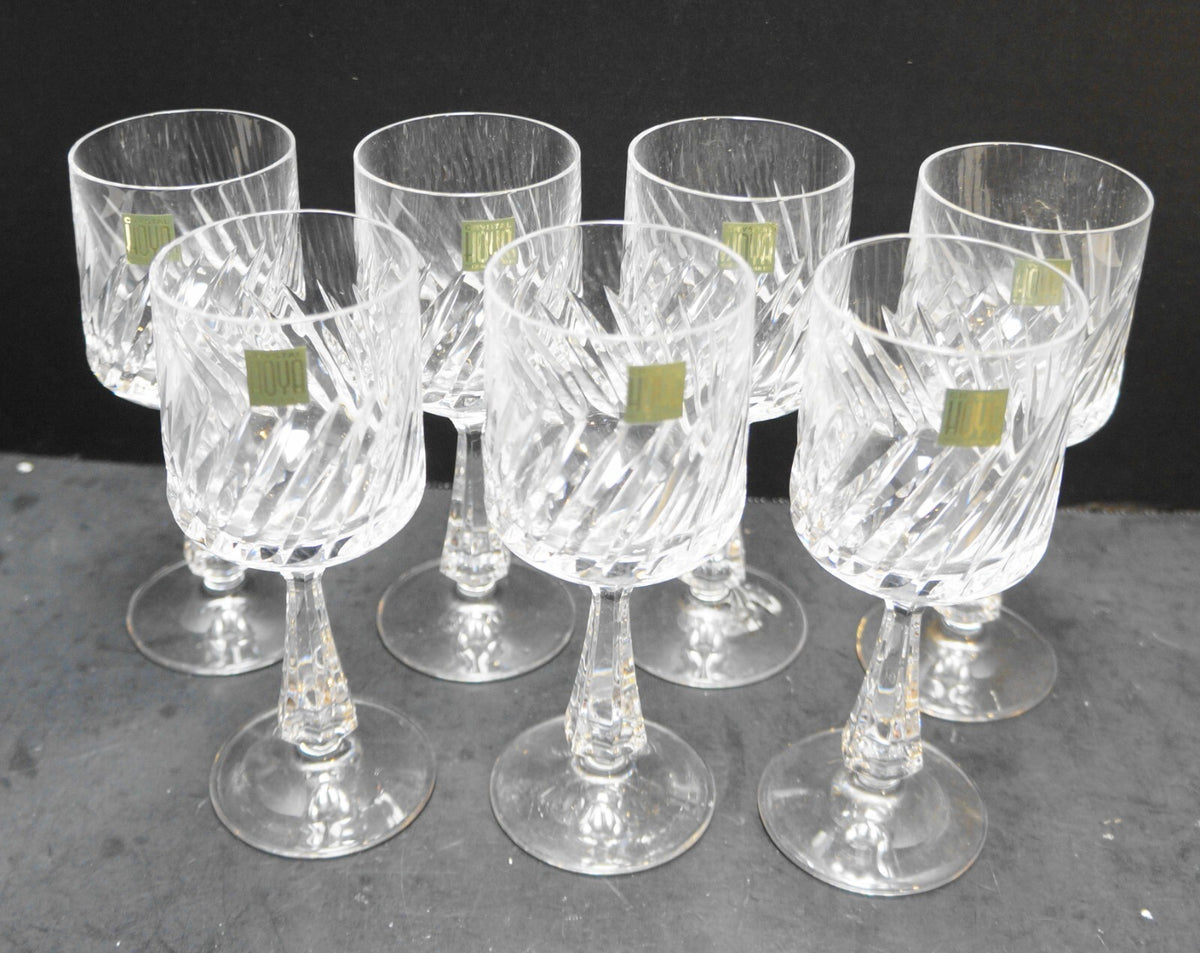 Hoya Crystal Corolle Spiral Swirl White Wine Set of 7