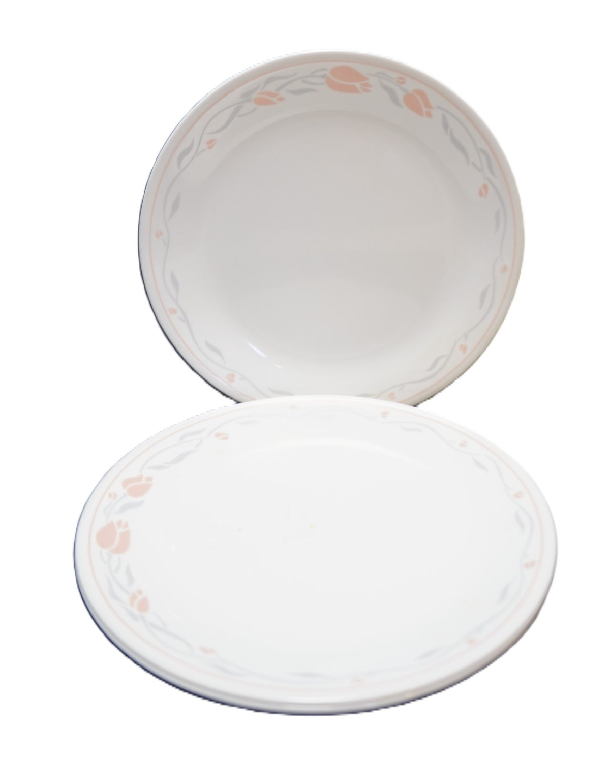 Corelle St Clair Dinner Plates Set of 3 Pink Tulips Gray Leaves