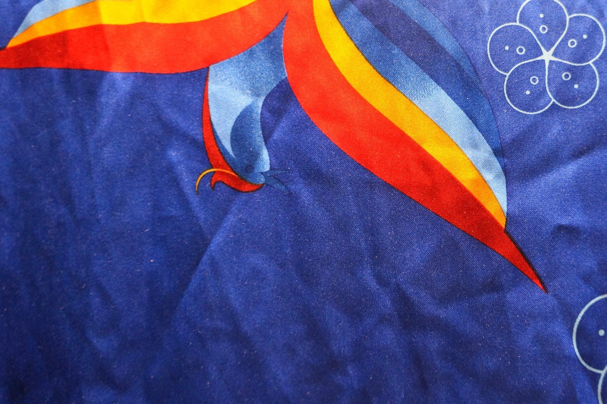 Blue Red Bird of Paradise Silk Scarf Eagle Head Logo
