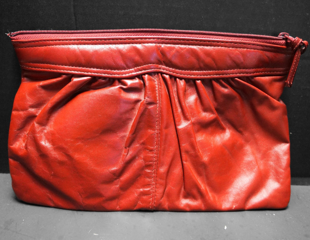 Antonia Designs Red Leather Clutch Purse 1980s