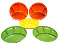 Bright Melamine Divided Fondue Plates Japan Orange Yellow Green