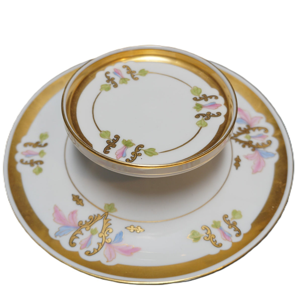 Pickard Decorated Tillowitz Porcelain Two Tier Pedestal Bowl Plate Cracker Tea Party Server