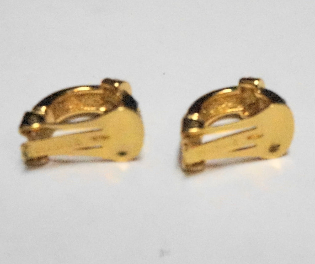 Christian Dior Gold Plated Crystal Half Hoop Clip Earrings