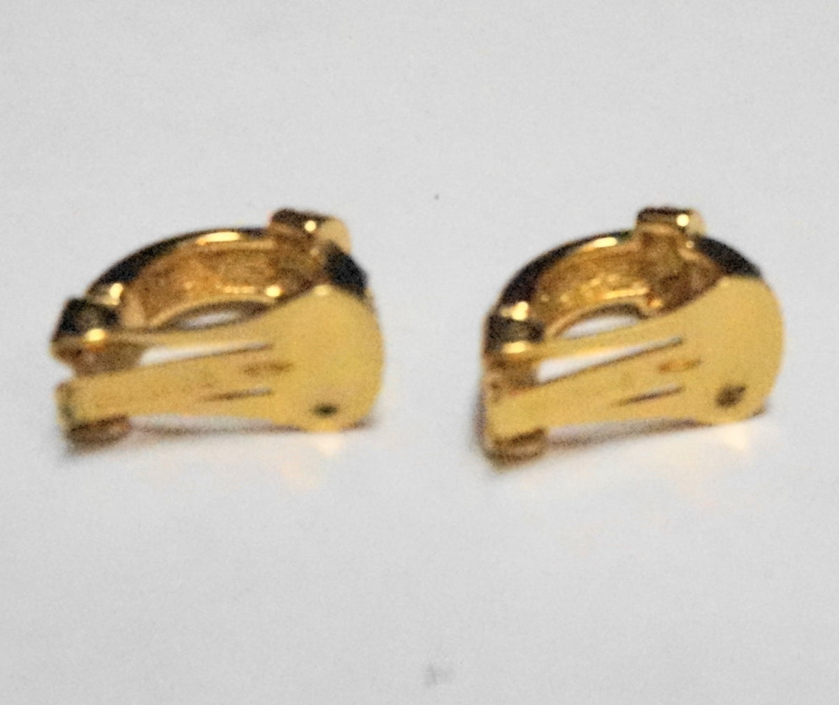 Christian Dior Gold Plated Crystal Half Hoop Clip Earrings