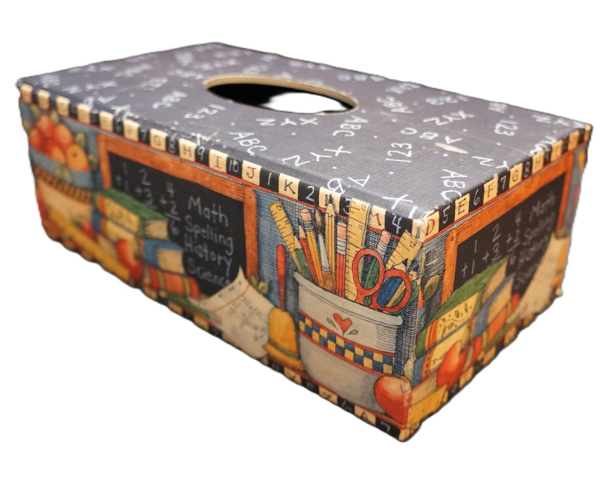 Bob's Boxes Susan Winget Art School Days School House Tissue Box Cover