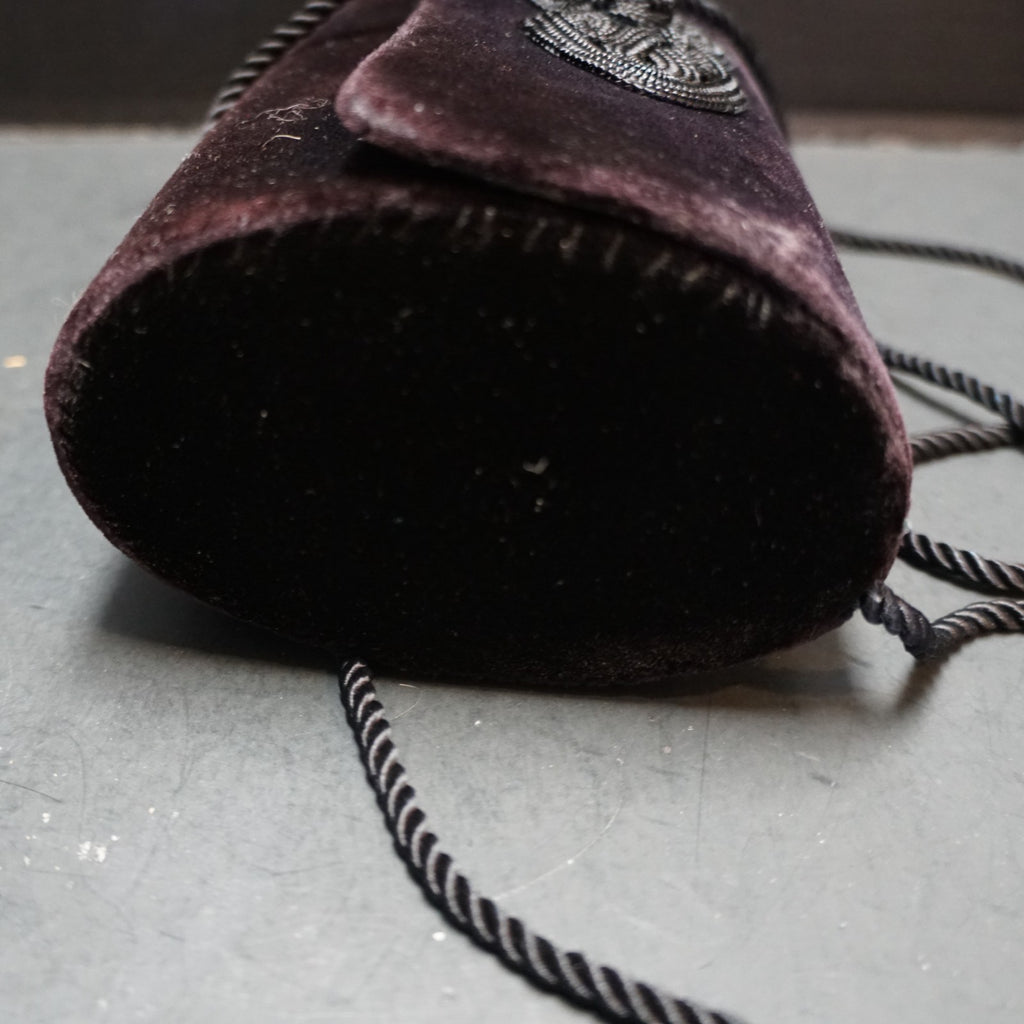 Black Velvet Baguette Evening Bag Convertible Clutch Vintage