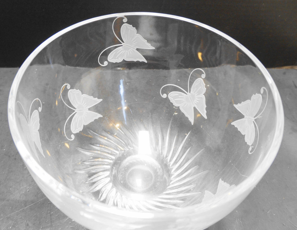 Lenox Crystal Butterfly Etch 9 IN Serving Bowl Giftware