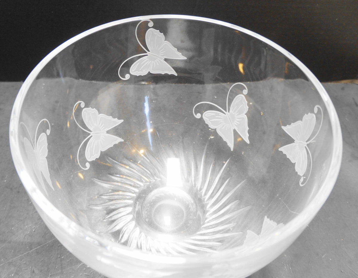 Lenox Crystal Butterfly Etch 9 IN Serving Bowl Giftware